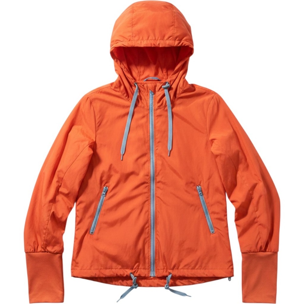 Zyia Active Windbreaker Jacket Medium Orange Full Zip Hooded Thumbholes Gorpcore